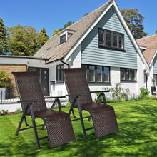 Load image into Gallery viewer, 2Pcs Patio Rattan Folding Lounge Chair
