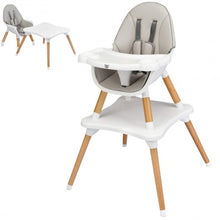 Load image into Gallery viewer, 4-in-1 Baby Wooden Convertible High Chair -Gray
