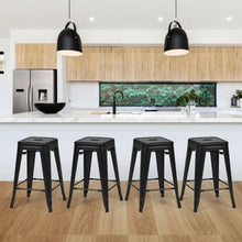 Load image into Gallery viewer, 24" Set of 4 Low Back Metal Counter Stool Stools-Black
