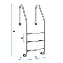 Load image into Gallery viewer, 3 Step Stainless Steel Swimming Pool Ladder Handrail for Pool
