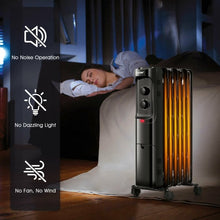 Load image into Gallery viewer, 1500W Oil Filled Portable Radiator Space Heater with Adjustable Thermostat-Black
