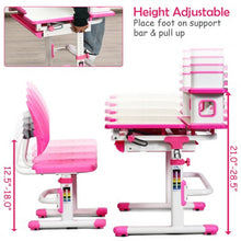 Load image into Gallery viewer, Height Adjustable Kids Desk and Chair Set-Pink
