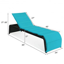 Load image into Gallery viewer, Patio Rattan Lounge Chair Back Adjustable Chaise Recliner  w/Cushioned-Turquoise
