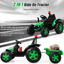 Load image into Gallery viewer, 2 in 1 Electric 12V Kids Ride on Car Tractor w/Remote Control LED Light Horn-GN
