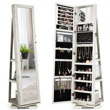 Load image into Gallery viewer, 360? Rotatable Armoire 2-in-1 Lockable Mirrored Jewelry Cabinet-White
