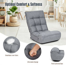 Load image into Gallery viewer, 4-Position Adjustable Floor Chair Folding Lazy Sofa-Gray
