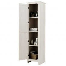 Load image into Gallery viewer, Linen Tower Bathroom Storage Cabinet Tall Slim Side Organizer with Shelf-White
