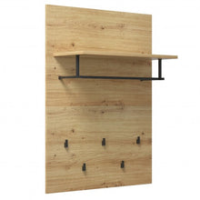 Load image into Gallery viewer, Wall-Mounted Clothes Hanger Rack Shelf with 5 Hooks and Hanging Rod
