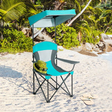 Load image into Gallery viewer, Portable Folding Camping Canopy Chair with Cup Holder Cooler -Turquoise
