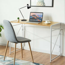 Load image into Gallery viewer, Folding Computer Desk Writing Study Desk Home Office with 6 Hooks-Natural
