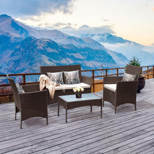 Load image into Gallery viewer, 4 pcs Outdoor Patio Rattan Wicker Cushioned Sofa Table-Dark Brown
