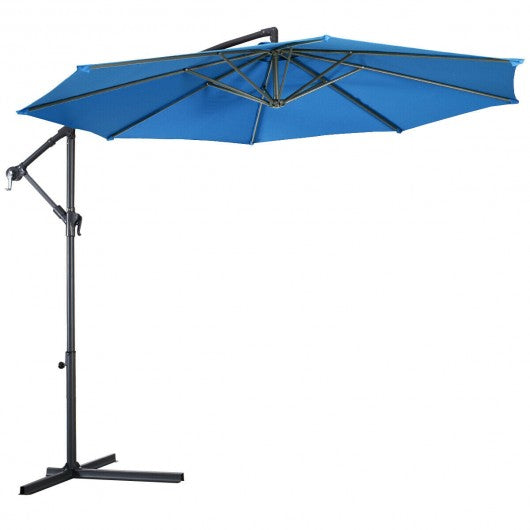 10' Patio Outdoor Sunshade Hanging Umbrella-Blue
