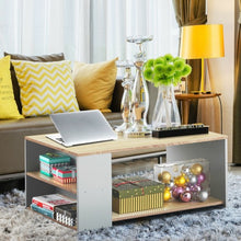 Load image into Gallery viewer, Coffee Table Sofa Side Table with Storage Shelves -Natural
