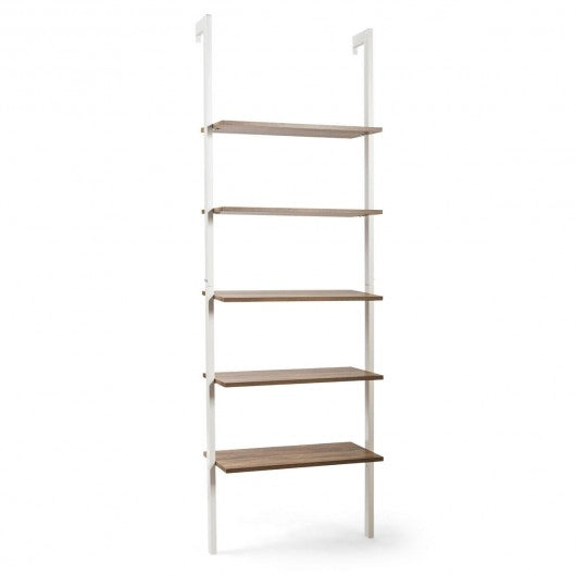 5-Tier Metal Frame Ladder Shelf -White