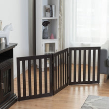 Load image into Gallery viewer, 24&#39;&#39; Folding Standing 3 Panels Wood Pet Fence-Brown
