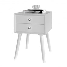 Load image into Gallery viewer, Wooden Nightstand Mid-Century End Side Table with 2 Storage Drawers-White

