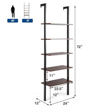 Load image into Gallery viewer, 5-Tier Metal Frame Ladder Shelf -Brown
