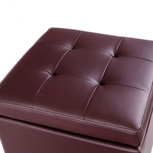 Load image into Gallery viewer, Square Hinge Top Storage Box Ottoman-Brown
