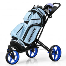 Load image into Gallery viewer, Folding Golf Push Cart with Scoreboard Adjustable Handle Swivel Wheel-Blue
