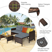 Load image into Gallery viewer, 3 Piece Patio Wicker Rattan Sofa Set-Gray

