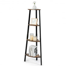 Load image into Gallery viewer, 4-Tier Corner Shelf Metal Storage Rack Bookcase Plant Display Stand
