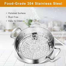 Load image into Gallery viewer, 3-Tier Steamer Pot 304 Stainless Steel Steaming Cookware with Glass Lid
