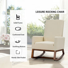Load image into Gallery viewer, Rocking High Back Upholstered Lounge Armchair with Side Pocket-Beige
