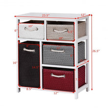 Load image into Gallery viewer, Nightstands Storage Drawer Cabinet Chest with 5 Woven Baskets
