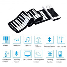 Load image into Gallery viewer, 61 Key Electronic Roll up Silicone Rechargeable Piano Keyboard-White
