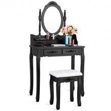 Load image into Gallery viewer, Vanity Table Set with Oval Mirror and 4 Drawers-Black
