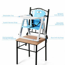 Load image into Gallery viewer, Baby Booster Folding Travel High Chair with Safety Belt &amp; Tray-Blue
