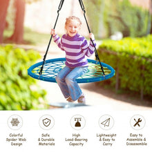 Load image into Gallery viewer, 40&#39;&#39; Spider Web Tree Swing Kids Outdoor Play Set with Adjustable Ropes-Blue
