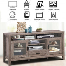 Load image into Gallery viewer, Tall TV Stand with Glass Storage &amp; Drawer
