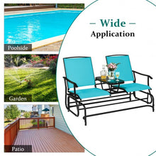 Load image into Gallery viewer, 2-Person Outdoor Patio Double Rocking Loveseat -Turquoise
