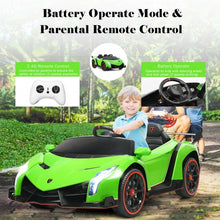 Load image into Gallery viewer, 12V 2-Seater Licensed Lamborghini Kids Ride On Car with RC and Swing Function
