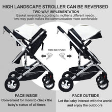 Load image into Gallery viewer, 2 in 1 High Landscape Convertible Reversible Bassinet Pram-White
