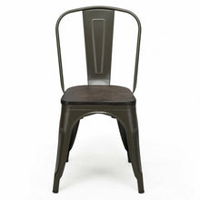 Load image into Gallery viewer, 4 pcs Tolix Style Metal Dining Side Chair Stackable Wood Seat-Black
