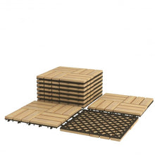 Load image into Gallery viewer, 10 PCS 12&quot; x 12&quot; Acacia Wood  Interlocking Check Deck Tiles
