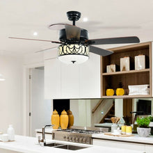 Load image into Gallery viewer, 52&quot; Ceiling Fan with Light Reversible Blade and Adjustable Speed-Black
