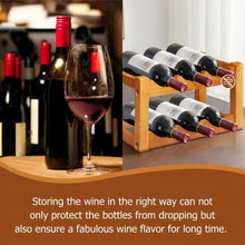 Load image into Gallery viewer, 2-Tier Bar Kitchen 6-Bottle Wine Display Holder with Wooden Tabletop
