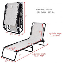 Load image into Gallery viewer, Foldable Camping Patio Chaise Lounge Chair-Gray
