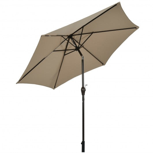 10 ft Outdoor Market Patio Table Umbrella Push Button Tilt Crank Lift-Tan