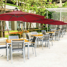 Load image into Gallery viewer, 10 Inch Patio Hanging Solar LED Umbrella Sun Shade with Cross Base-Burgundy
