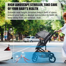 Load image into Gallery viewer, 2 in 1 High Landscape Convertible Reversible Bassinet Pram-Gray
