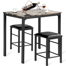 Load image into Gallery viewer, 3 Piece Counter Height Dining Set Faux Marble Table
