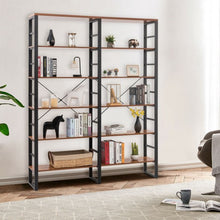 Load image into Gallery viewer, 80.7&quot; Double Wide 6-Shelf Bookcase Industrial Metal Storage Shelf
