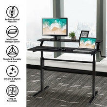 Load image into Gallery viewer, Standing Desk Crank Adjustable Sit to Stand Workstation -Black
