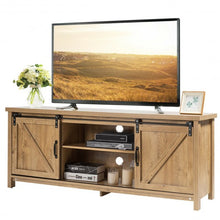 Load image into Gallery viewer, TV Stand with Cabinet Sliding Barn Door -Oak
