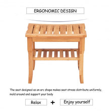 Load image into Gallery viewer, Bathroom Bamboo Shower Chair Bench with Storage Shelf
