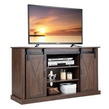 Load image into Gallery viewer, Sliding Barn Door TV Stand with Storage-Brown

